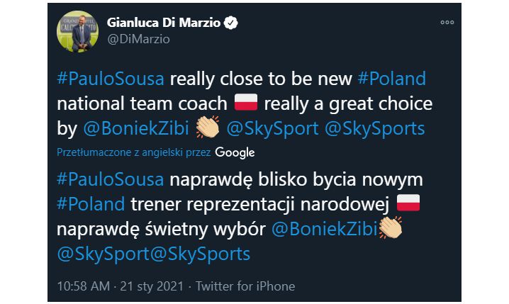 Kolejne wieści od Di Marzio ws. nowego selekcjonera Polski!